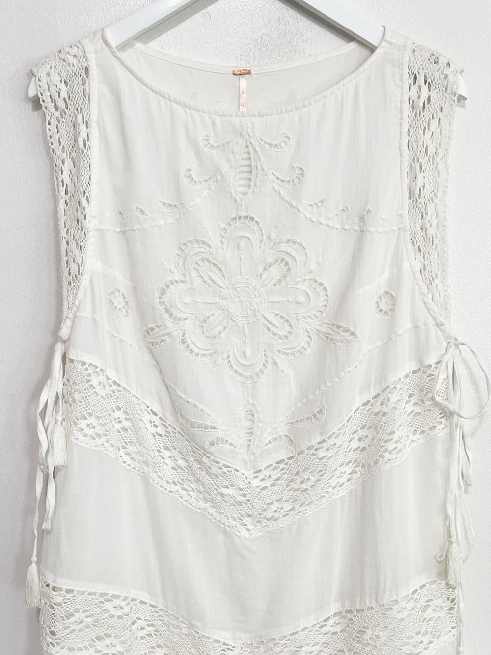 NWT Free People Winifred Lace Mini Dress White Size Large - Picture 6 of 12